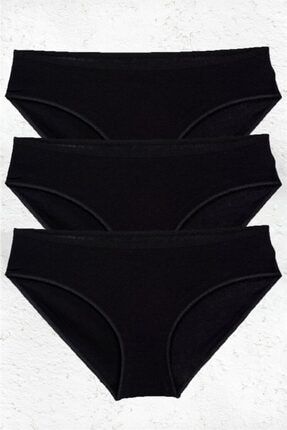 3'lü Kadın Siyah Modal Pamuklu Yüksek Kalite Doğal Kilot Bikini Külot B0115M048333