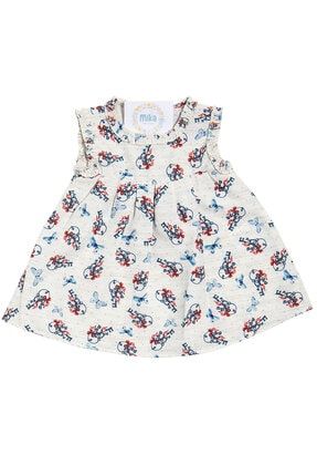 Kız Bebek Kelebek Baskılı Fırfırlı Yaka Yazlık Elbise MB-00575