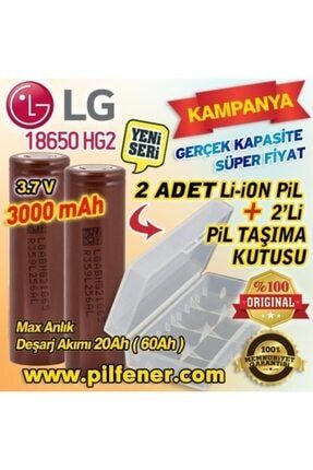 18650 Lg Hg2 3.7v 3000 Mah Lityum Pil (2 Adet Pil) PRA-3978571-5190