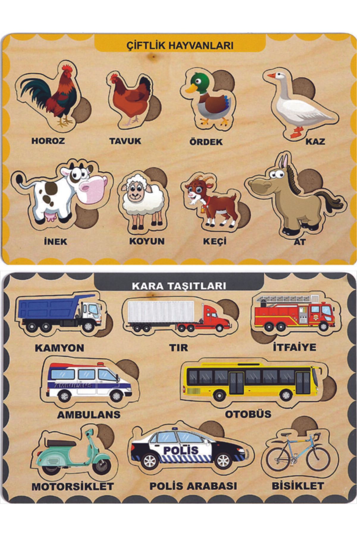 MAKETÇİNİZ-Wooden Find and Plug Educational 2 Piece Jigsaw Puzzle Set 1