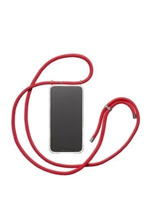 Iphone Xr Şeffaf Boyun Askılı Kılıf Kırmızı XRANDROD001