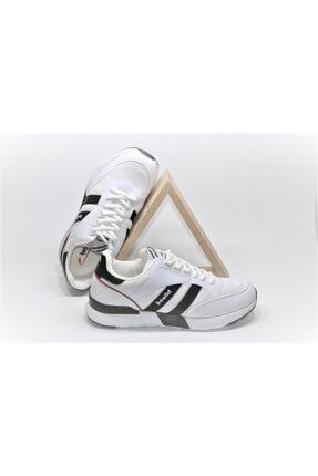 Ortopedik Yanı Siyah Çizgili Beyaz Günlük Yürüyüş Spor Ayakkabı BWLG56-983