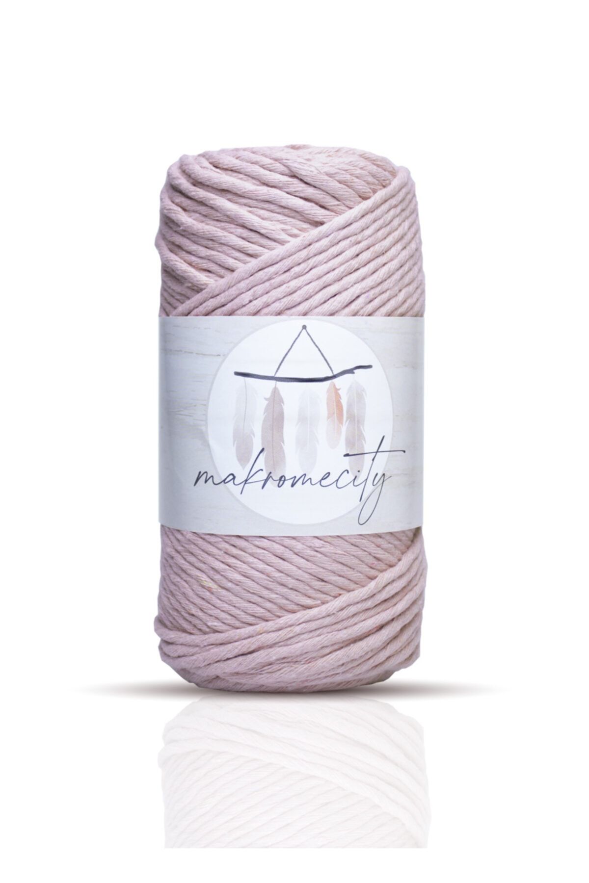 Makromecity-Taranan Macrame Thread 3mm Single Twist Macrame Scannable Hobby Thread Set of 3 Ecru Mint Baby Pink 3