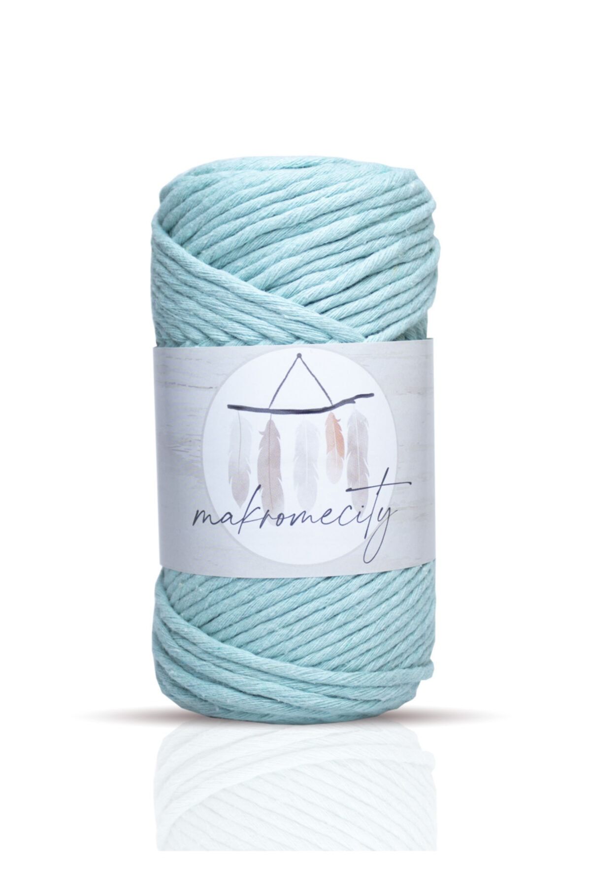Makromecity-Taranan Macrame Thread 3mm Single Twist Macrame Scannable Hobby Thread Set of 3 Ecru Mint Baby Pink 4