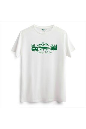 Unisex Beyaz Tasarım Tshirt Camp Life