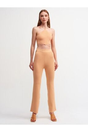 Kadın Şeftali Rengi Fitilli Bel Detaylı Pantolon 101A01087
