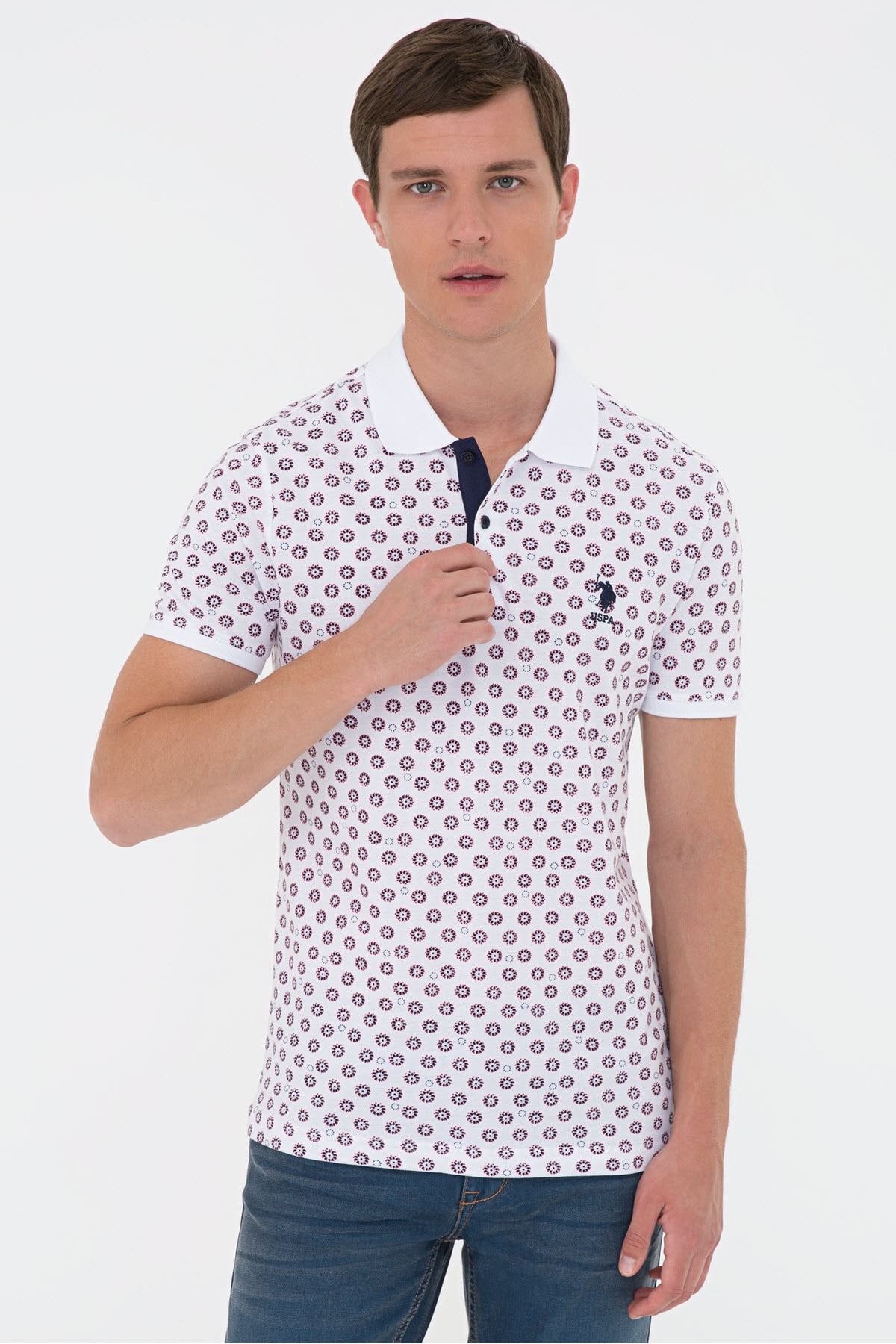 یو اس پولو تی‌شرت مردانه سفید