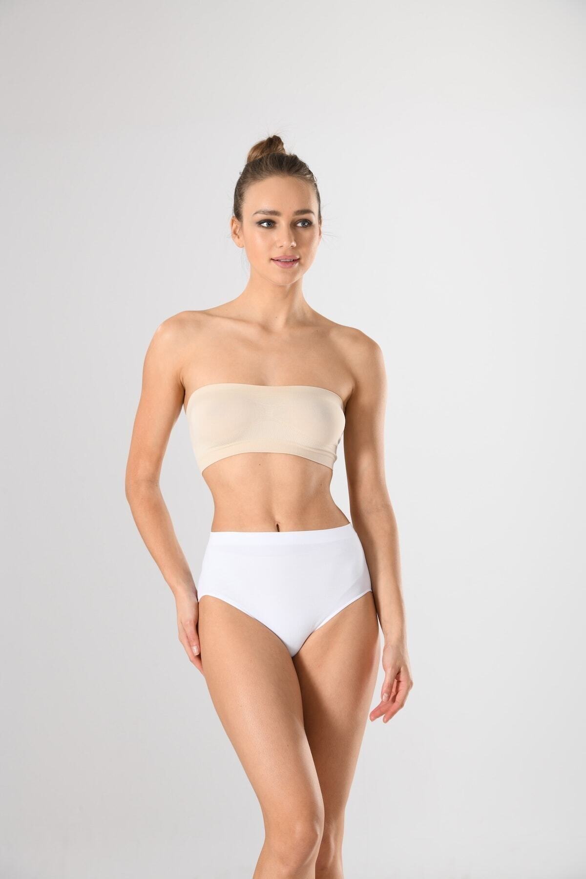 Miss Fit-Chiloți albi de damă, fără sudură, cu talie înaltă Bato Slip Basic, fără sudură 4