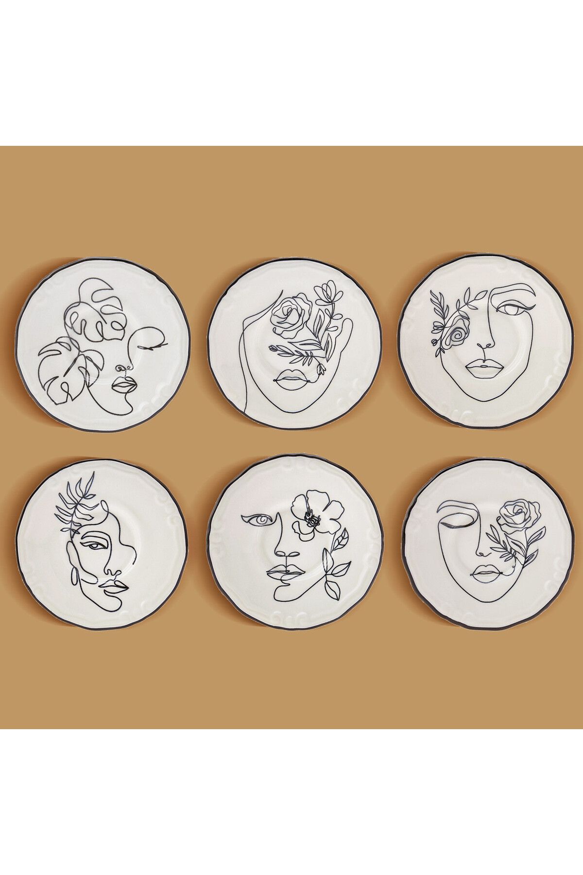 Karaca-Face Torten Set für 6 Personen, Tortenplatte, Porzellan, Torten Deko Torten-Platte 2