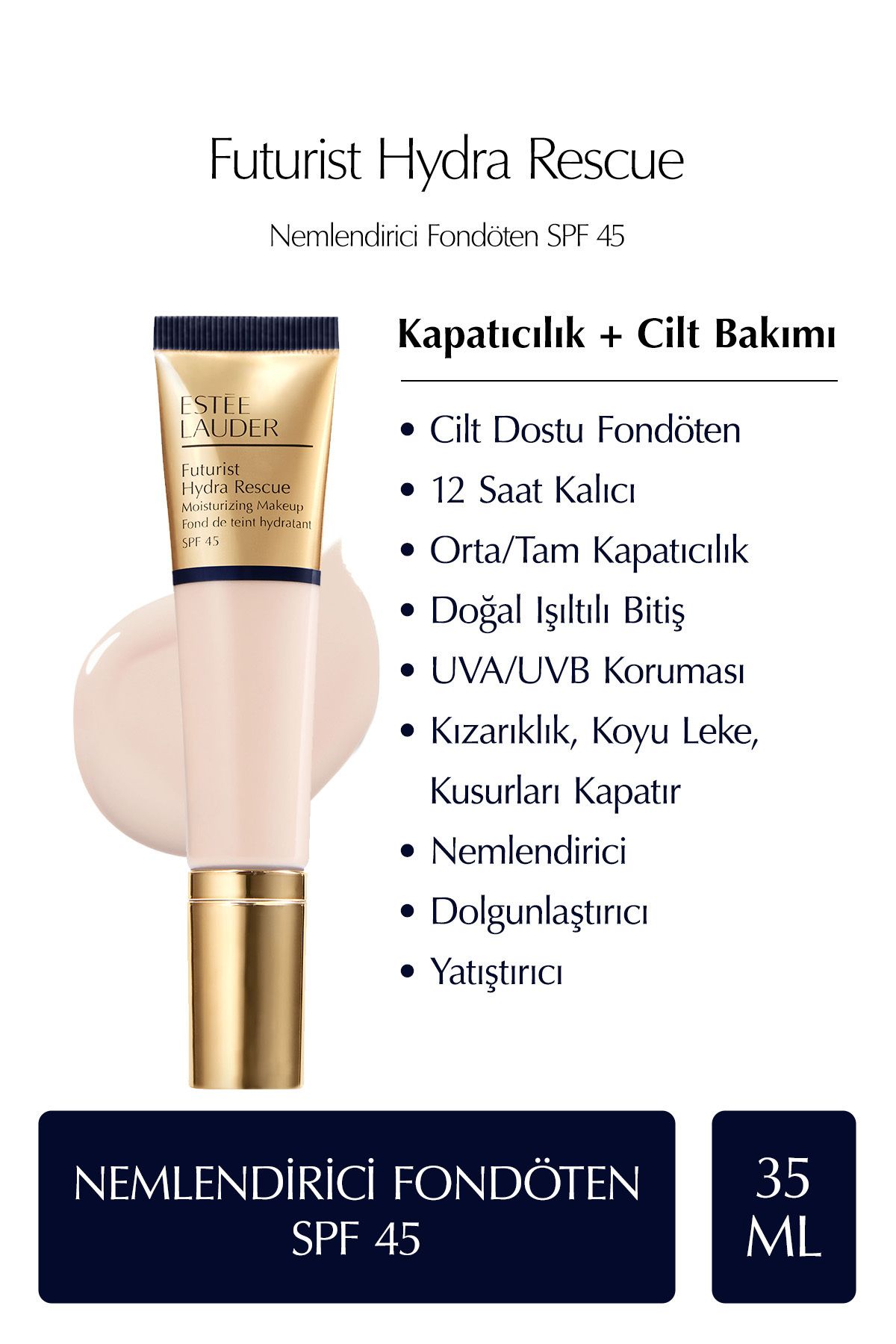 Estee Lauder-FUTURIST HYDRA RESCUE SPF 45 MOISTURIZING FOUNDATION 35ML - COLOUR: 1N0 PORCELAIN KEYON1386 1