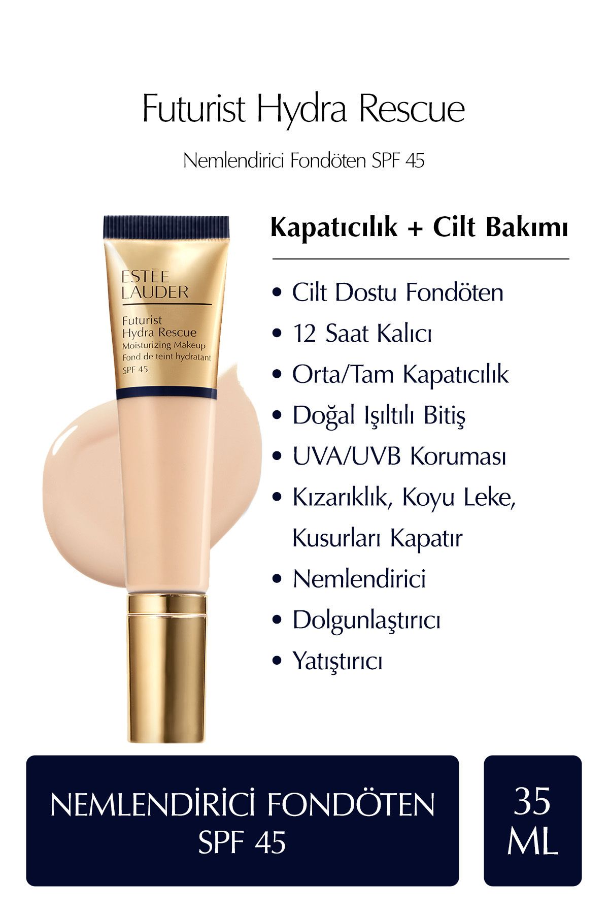 Estee Lauder-FUTURIST HYDRA RESCUE SPF 45 MOISTURIZING FOUNDATION 35ML - COLOR: 2N1 DESERT BEIGE KEYON1471 1