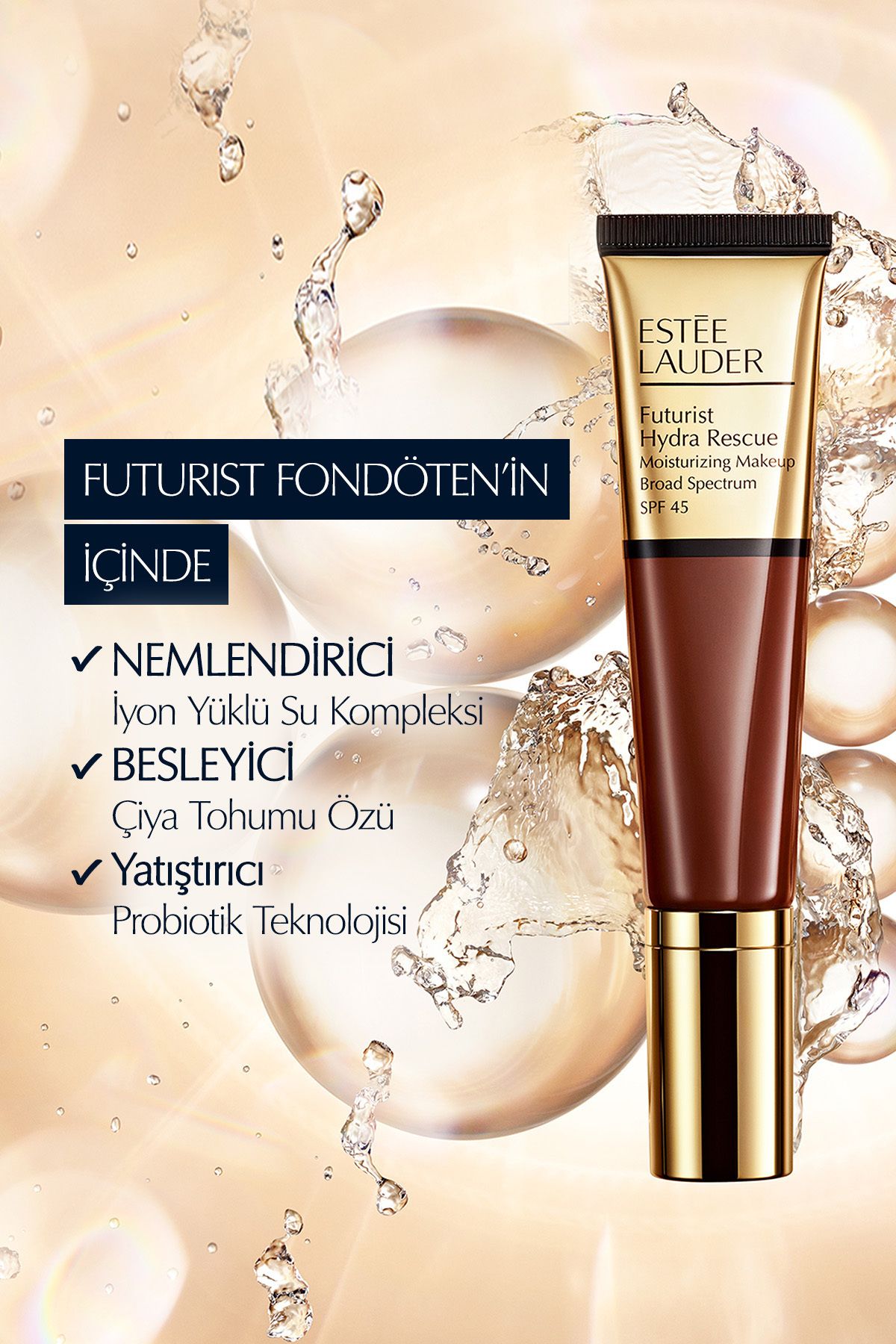 Estee Lauder-FUTURIST HYDRA RESCUE SPF 45 MOISTURIZING FOUNDATION 35ML - COLOUR: 1W1 BONE KEYON1469 3