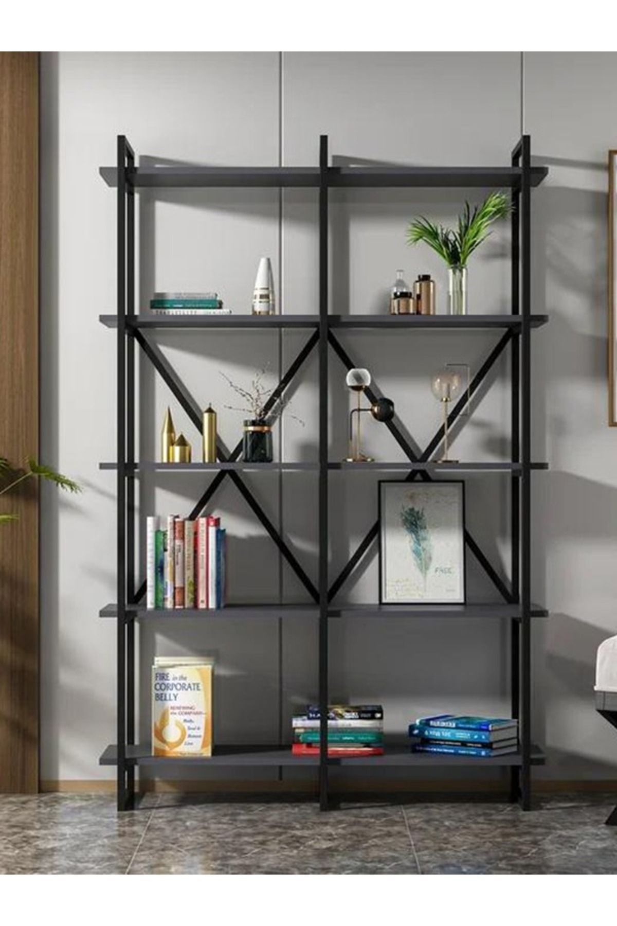 Luxury 5 Raflı Kitaplık Aksesuar Rafı