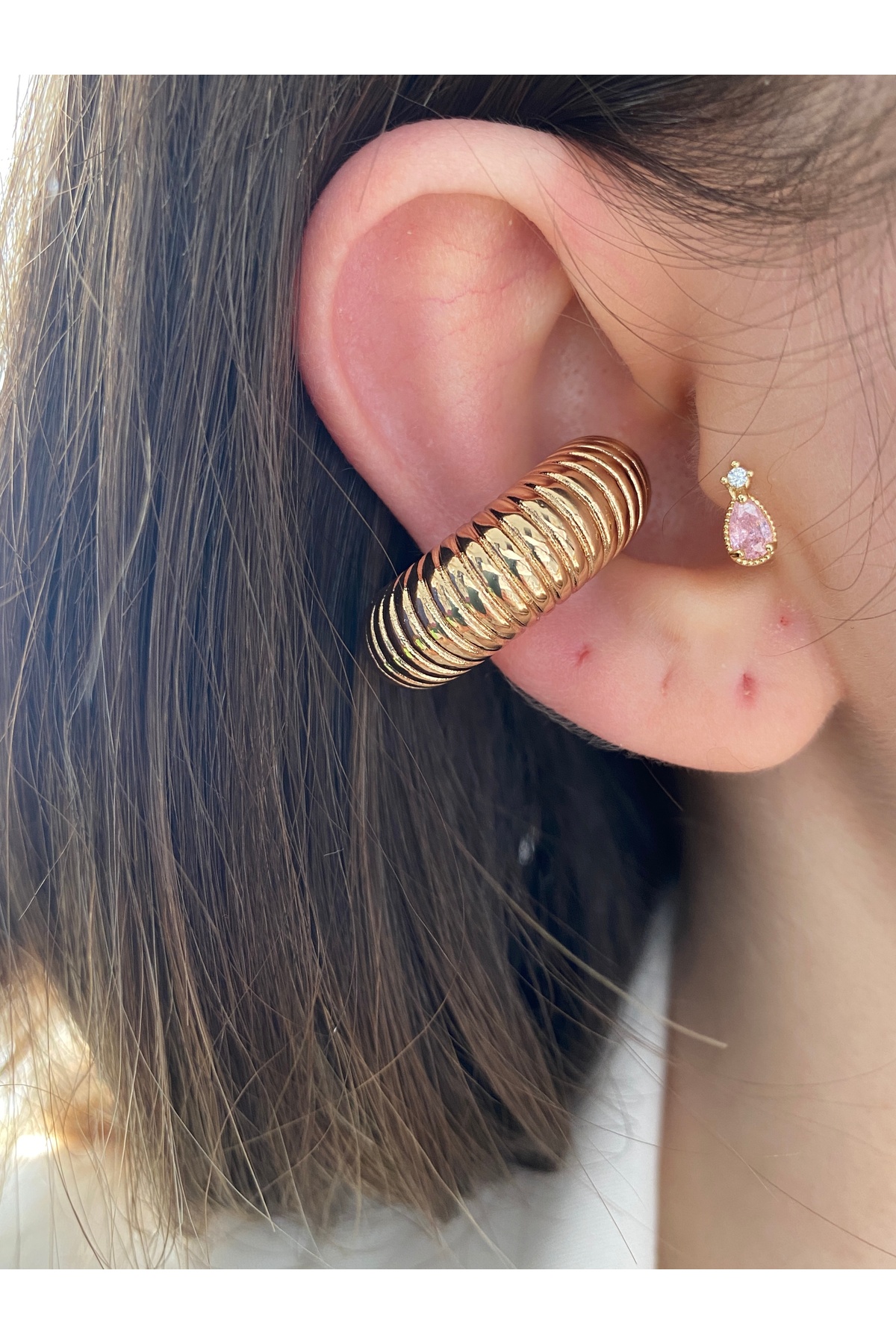 Boğumlu Halka Altın Kaplama Kıkırdak Earcuff 6