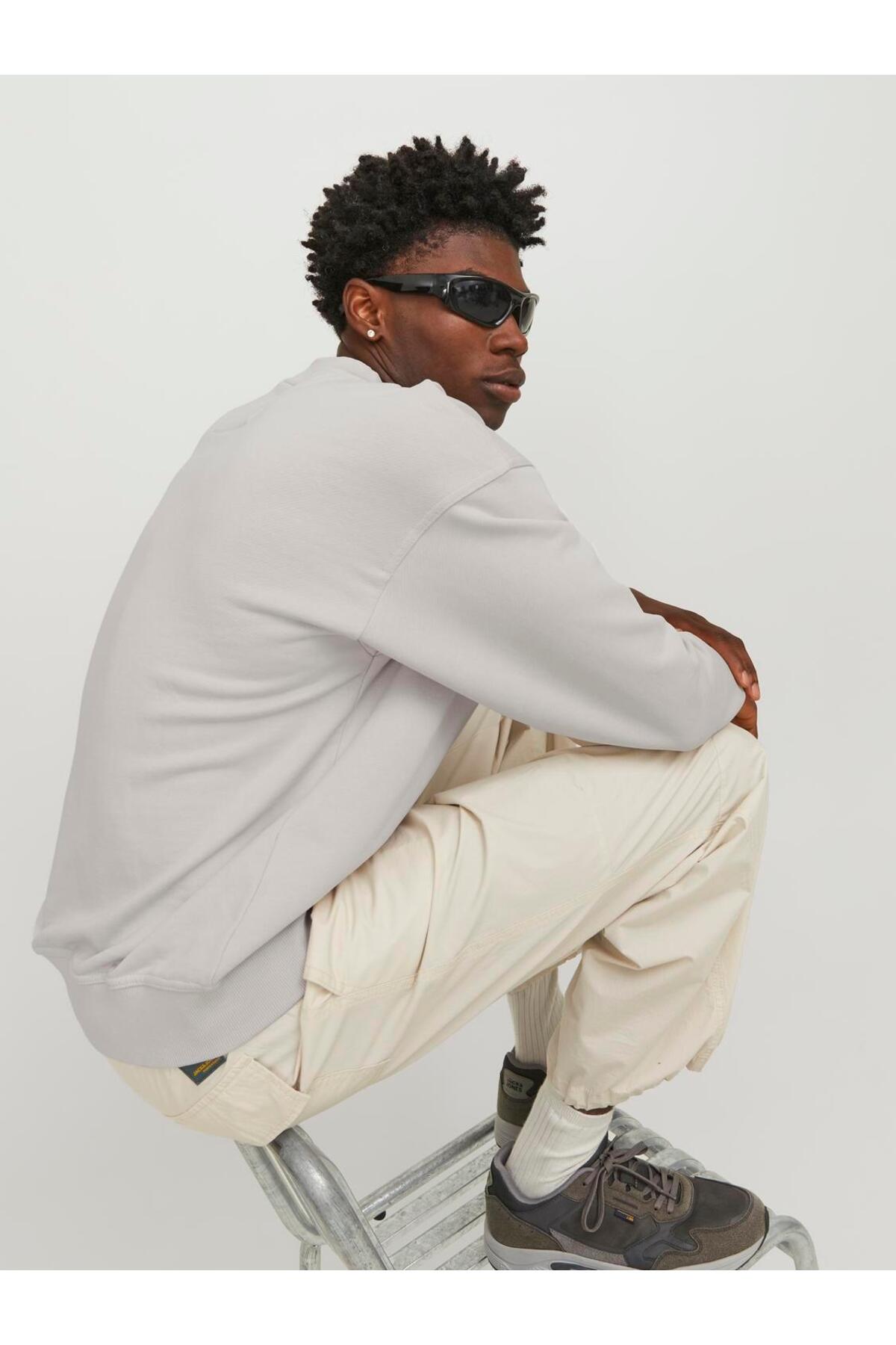 سویشرت مردانه خاکستری جک اند جونز | J&J 12251330 اورجینال - تصویر 4