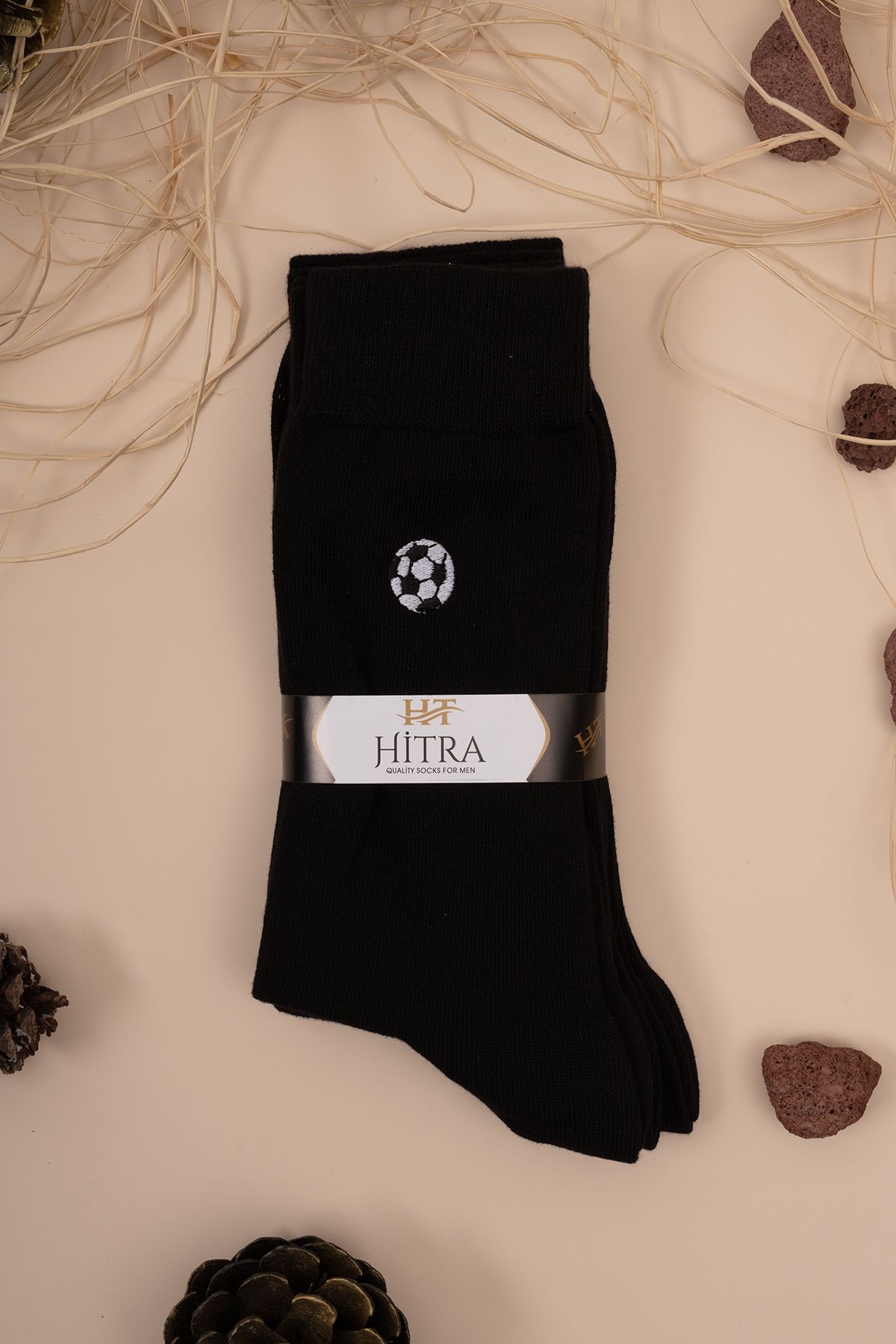 HİTRA-3-Piece Football Embroidered Embroidered Men's Sock Seamless Socks 3