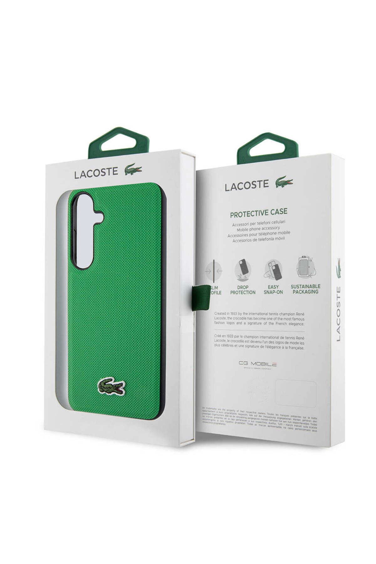کاور و قاب GALAXY S24 CASE LACOSTE دارای مجوز PU PIKE الگوی سطح عقب نمادین تمساح بافندگی پوشش سبز Lacoste