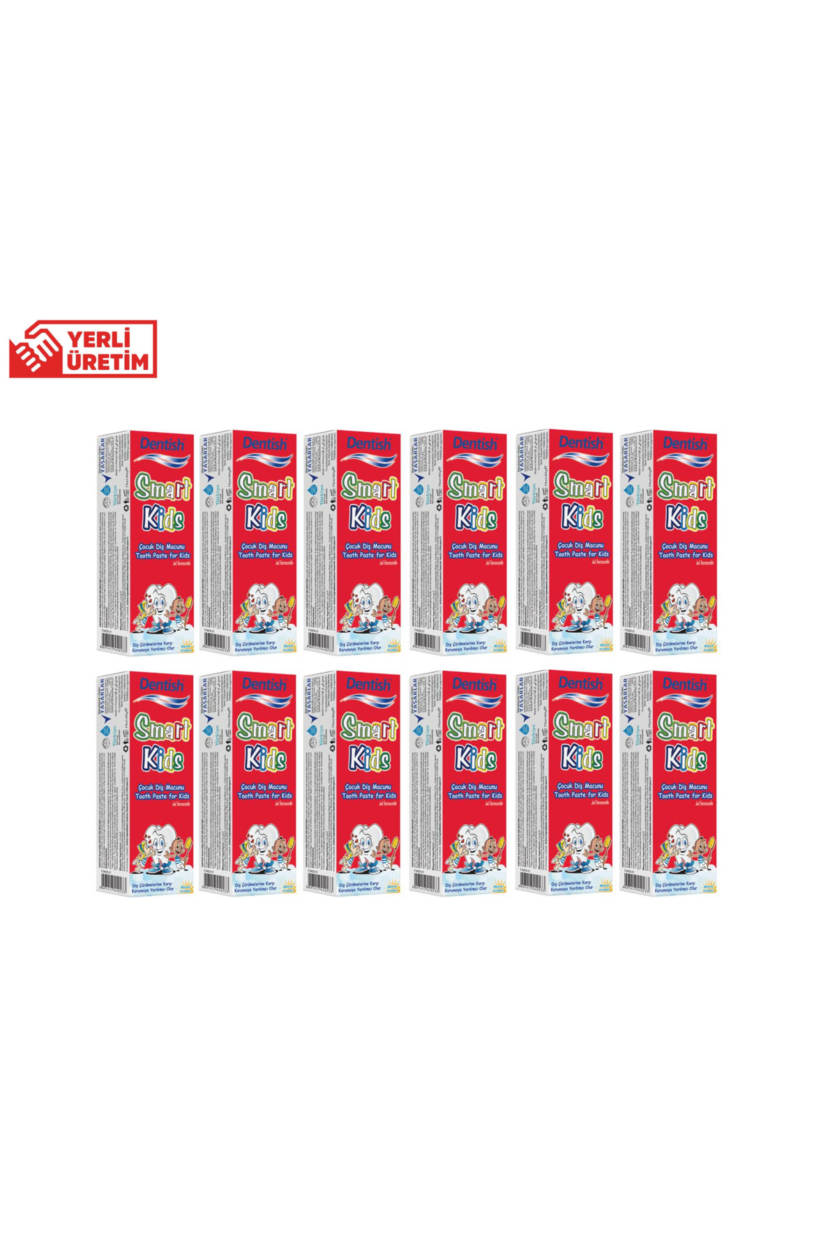 Dentish smart kids çocuk diş macunu jel form meyve aromalı 75 ml x 12 Adet