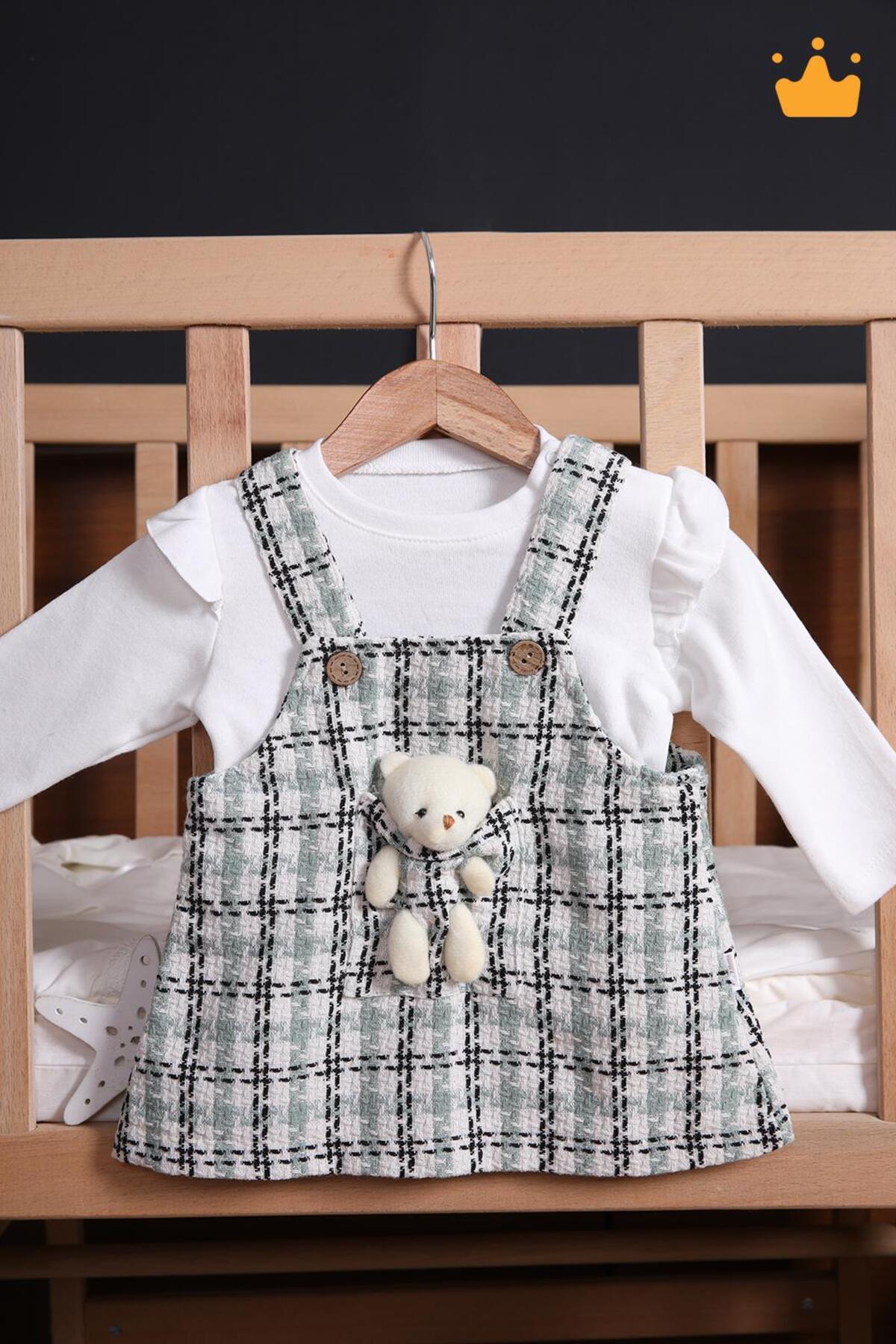 Babyhola Şık Bayramlık Ayılı Oyun Arkadaşı Tüvit Kız Bebek Çocuk Badi Jile 2'li Oyuncaklı Elbise Tak fotoğrafı 3 (önizleme)