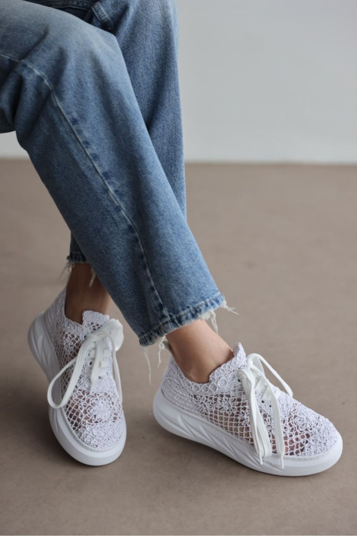 selinshoes-Pantofi de damă Oliwia cu detaliu tricotat - ALB 2