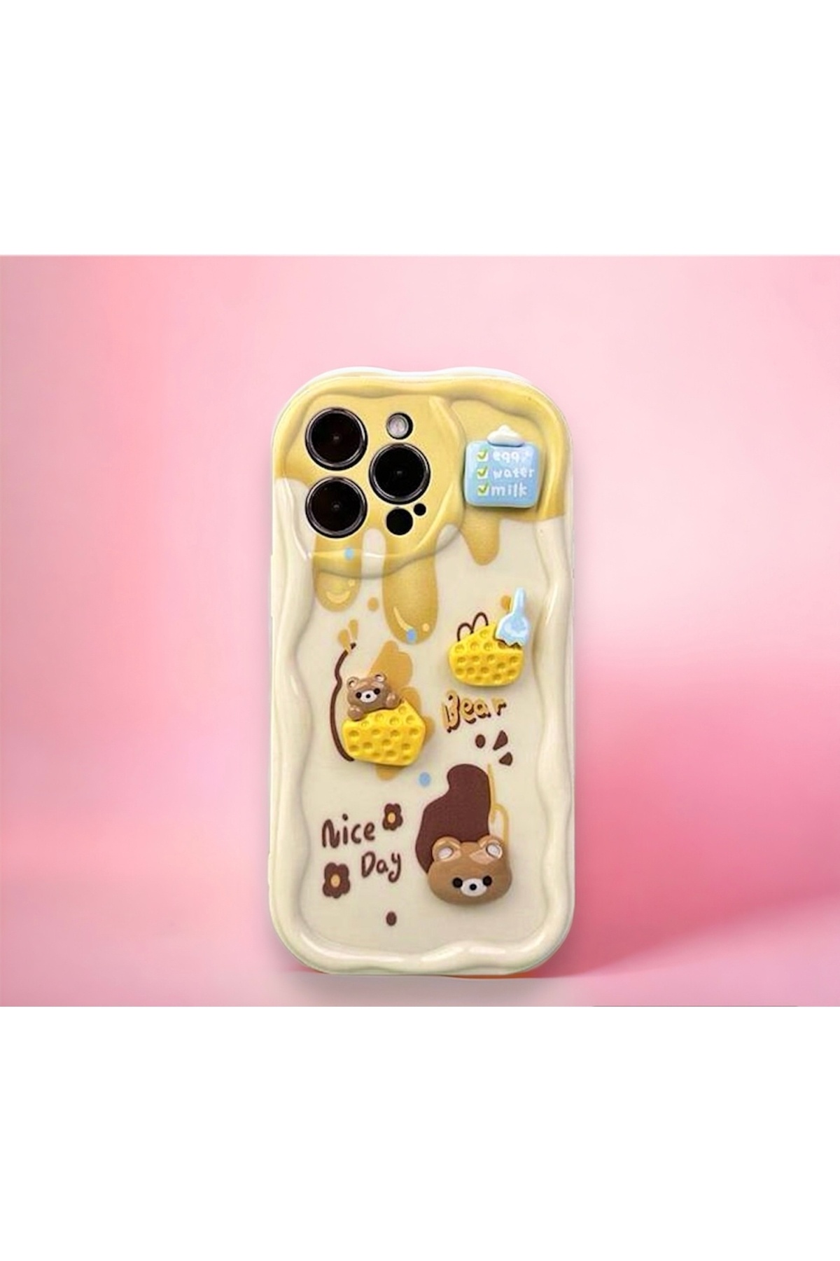 IPHONE 14 PROMAX 3D CUTE DECORATED ECRU CASE