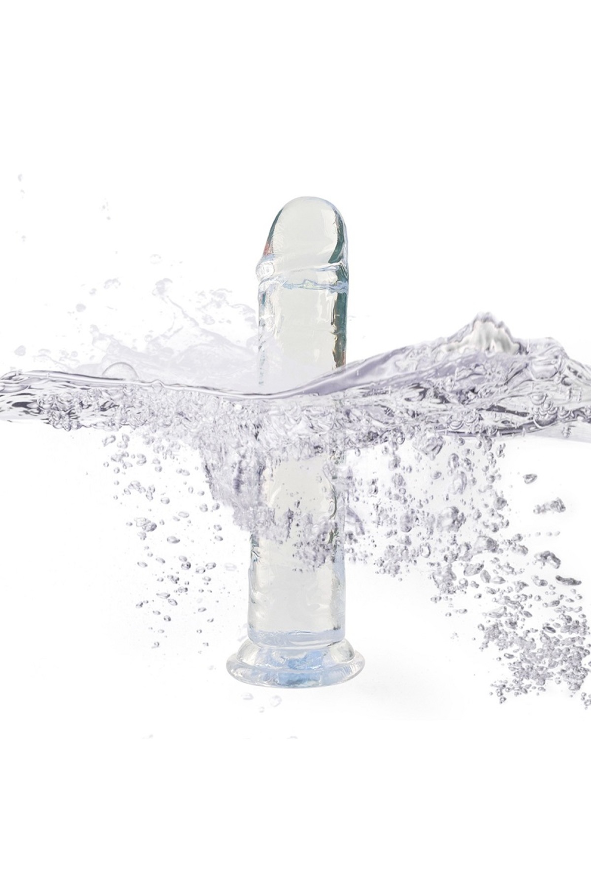 Şeffaf 9 cm boyunda Testissiz Dildo kayganlaştırıcı ve Vibratör 2