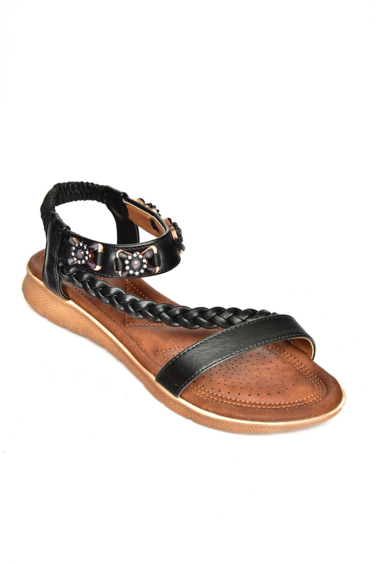 صندل زنانه مشکی Fox Shoes | S2580134 اورجینال - تصویر 6