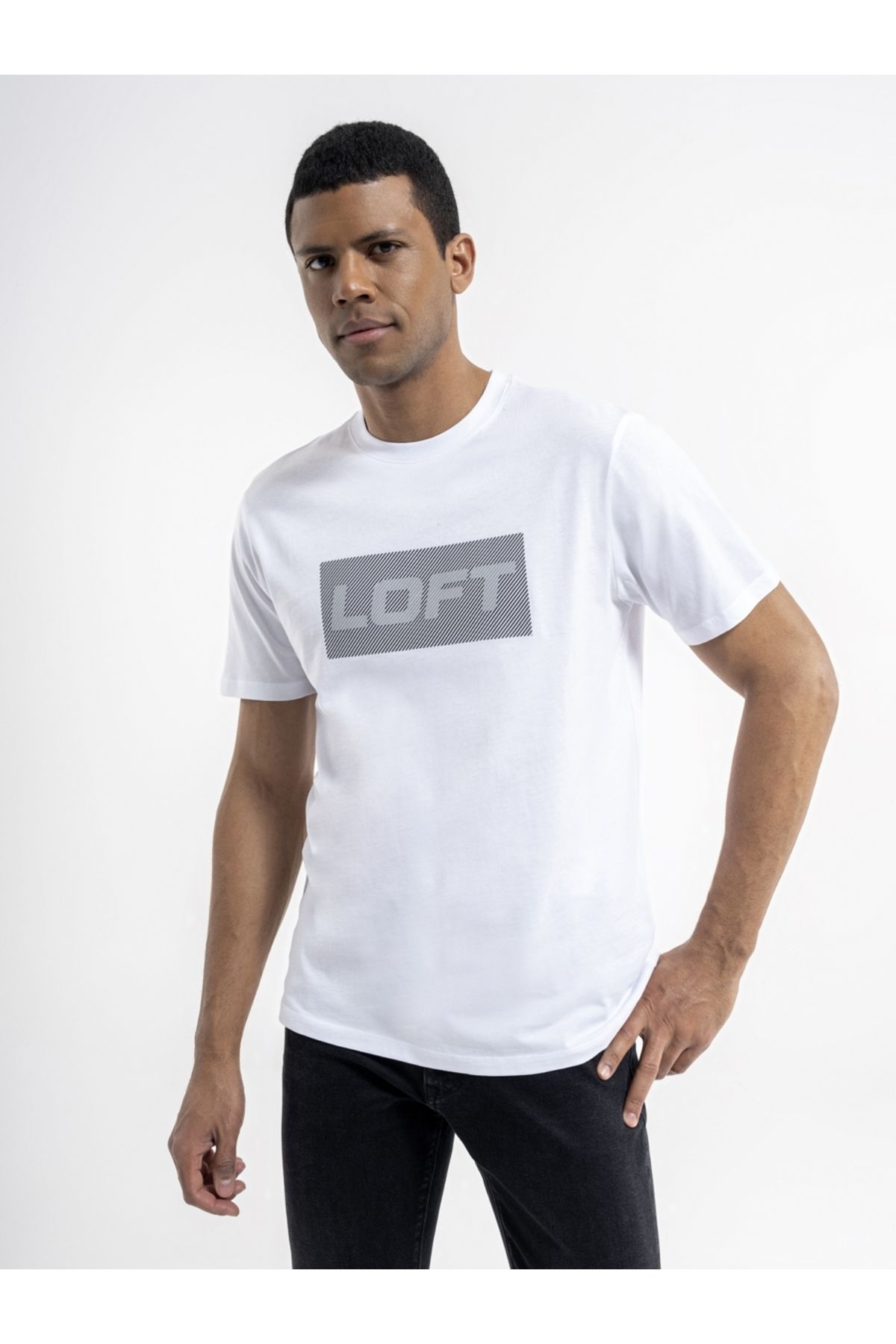 تی شرت سفید مردانه Tshirt C.Kol 5780 به طور منظم متناسب با Loft