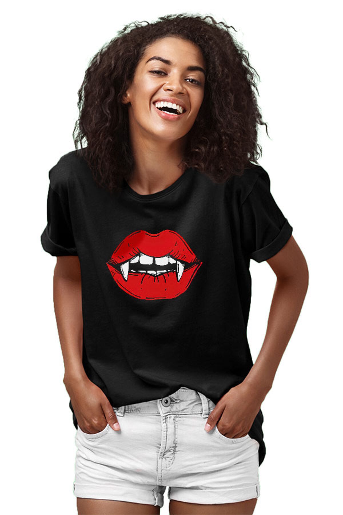 Darkhane-Unisex Black Halloween Vampire Teeth T-Shirt 2