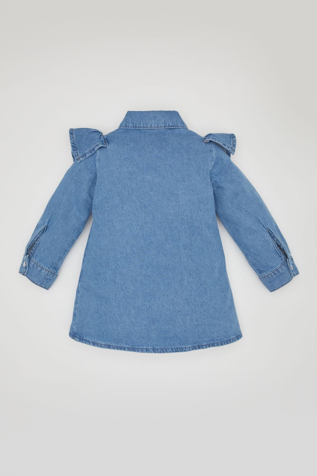 Kız Bebek Uzun Kollu Jean Elbise B8210A524SP