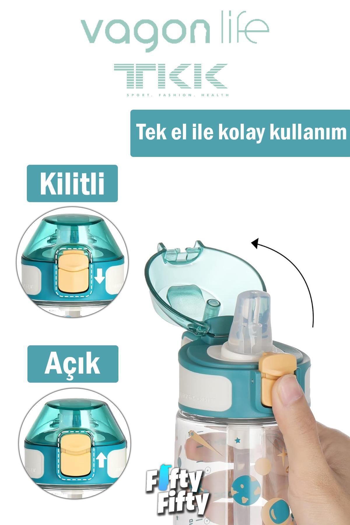 قمقمه کمپ سبز TKK 500 میل الگوی ضخیم Pipetan BPA بدون آب تریتان چربی FFTKK3002 500ml Vagonlife