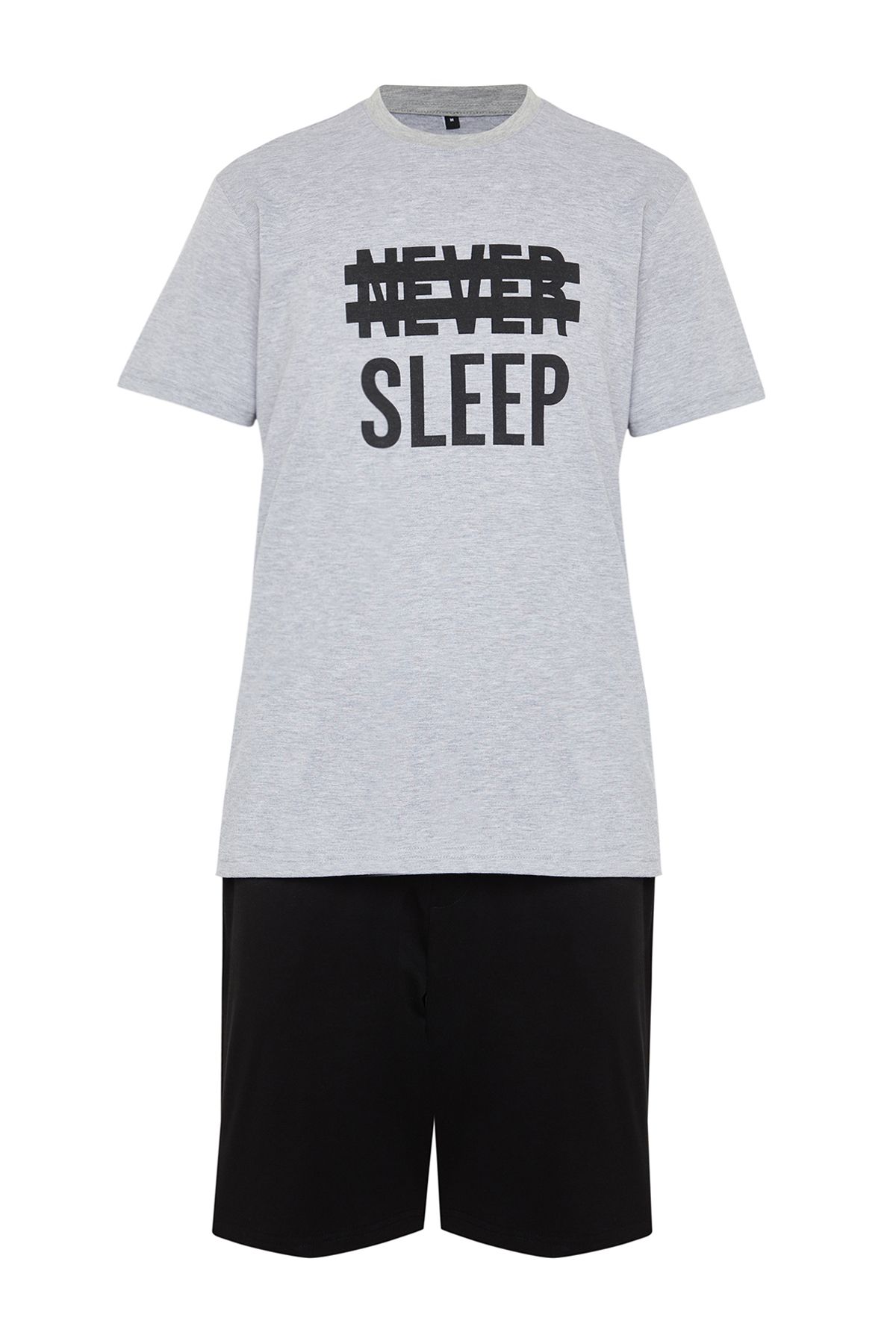 Trendyol Collection-Pantaloni scurți de pijama cu imprimeu de vară gri Regular Fit - 100% bumbac THMSS21PT0216 7