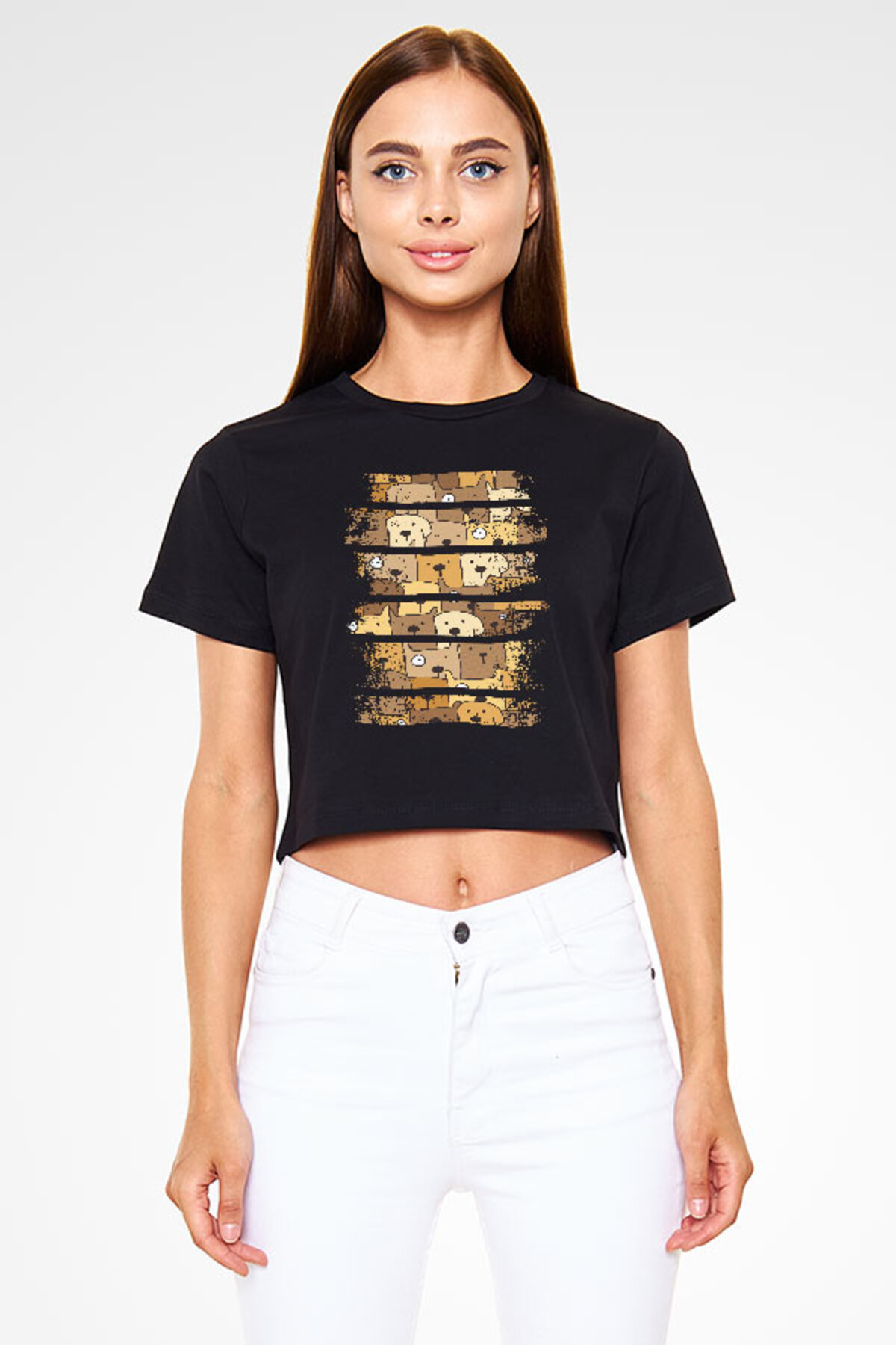 Darkhane BlacK Unisex Cool Dogs Crop Top Tshirt Trendyol