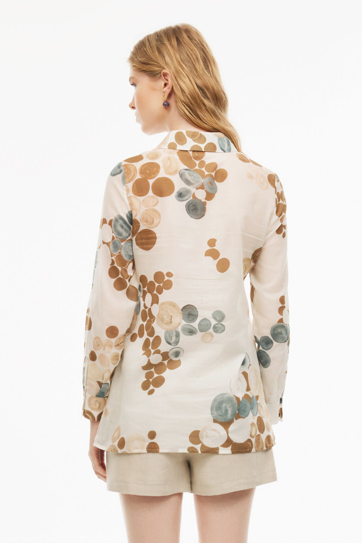 Perspective-Daylight Regular Fit Polka Dot Patterned Fitted Sleeve Shirt Collar Multicolor Tunic 5