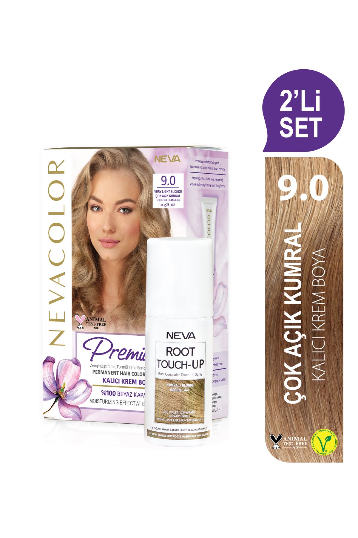 Nevacolor Premium Set Краска для волос 9.0 Консилер-спрей Желтый для очень светло-каштановых корней волос PRMROOT7