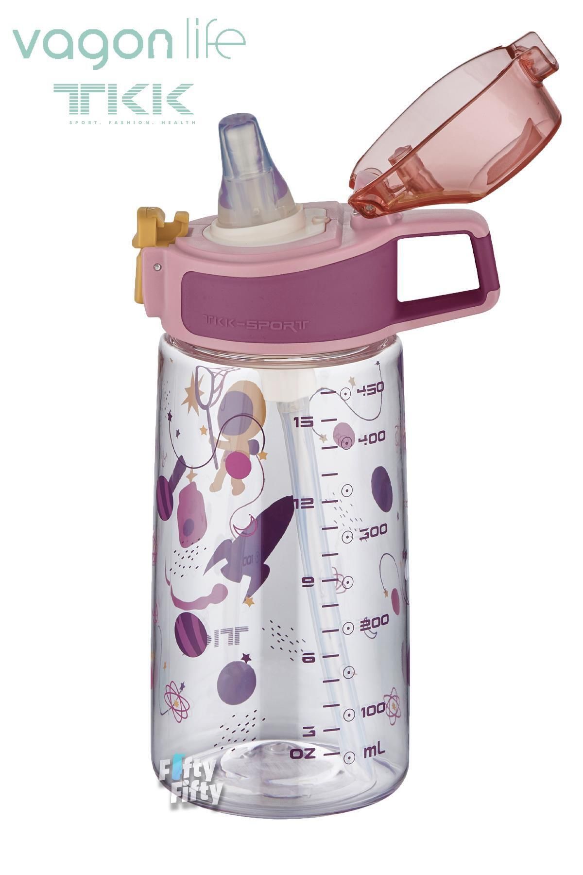 قمقمه کمپ صورتی TKK 500 میل الگوی ضخیم Pipetan BPA بدون آب تریتان چربی FFTKK3002 500ml Vagonlife