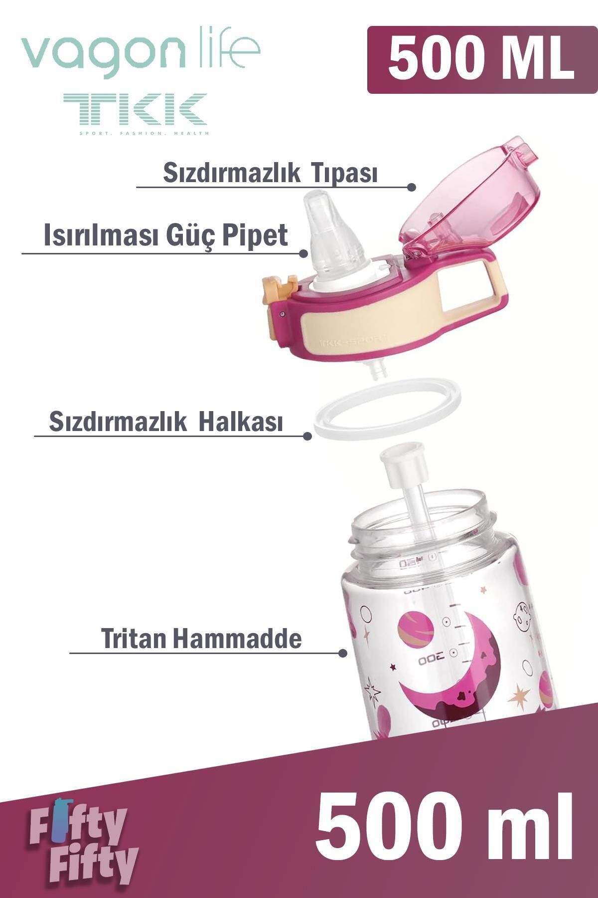 قمقمه کمپ قرمز TKK 500 میل الگوی ضخیم Pipetan BPA بدون آب تریتان چربی FFTKK3002 500ml Vagonlife