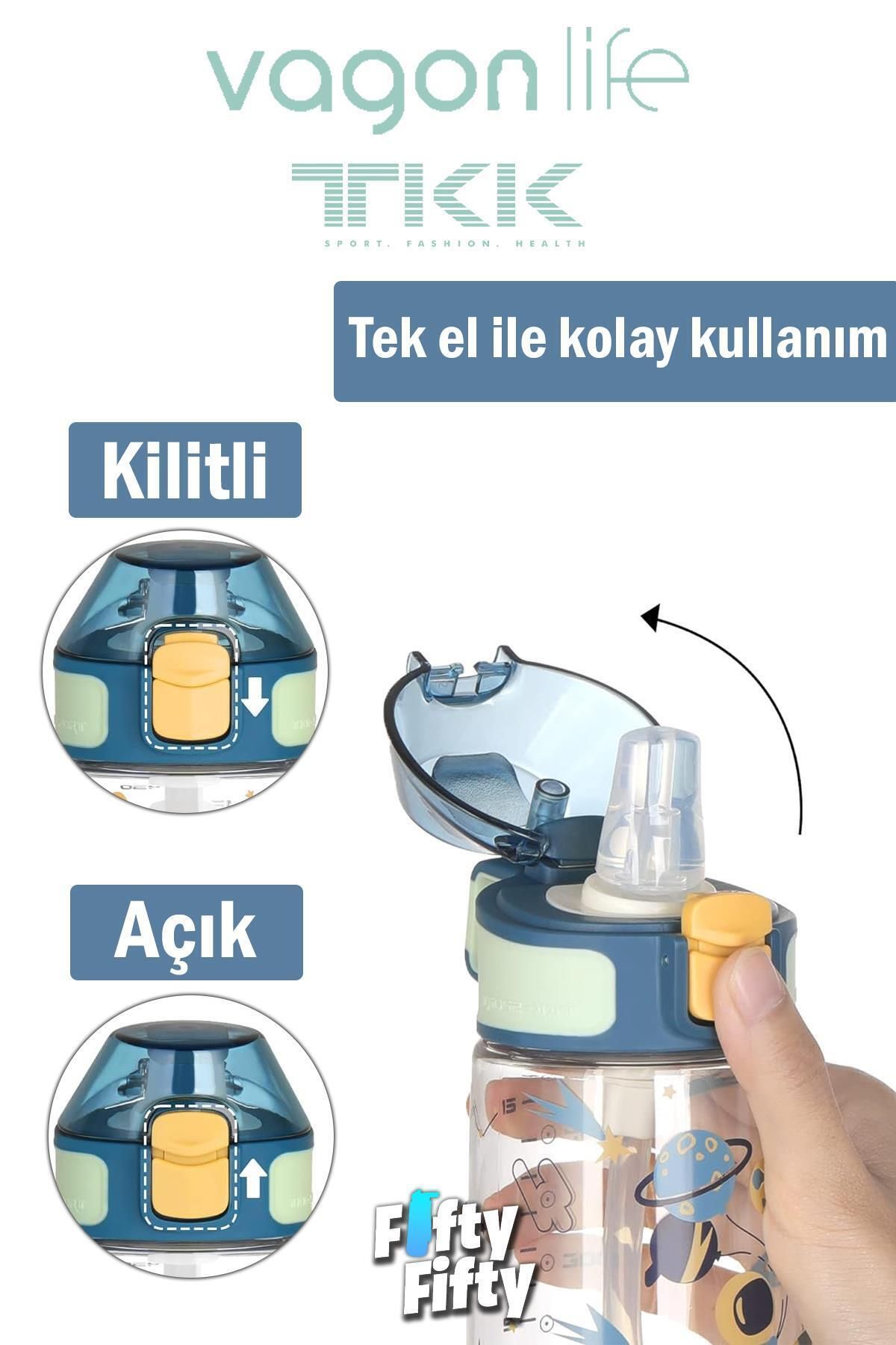 قمقمه کمپ آبی TKK 500 میل الگوی ضخیم Pipetan BPA بدون آب تریتان چربی FFTKK3002 500ml Vagonlife