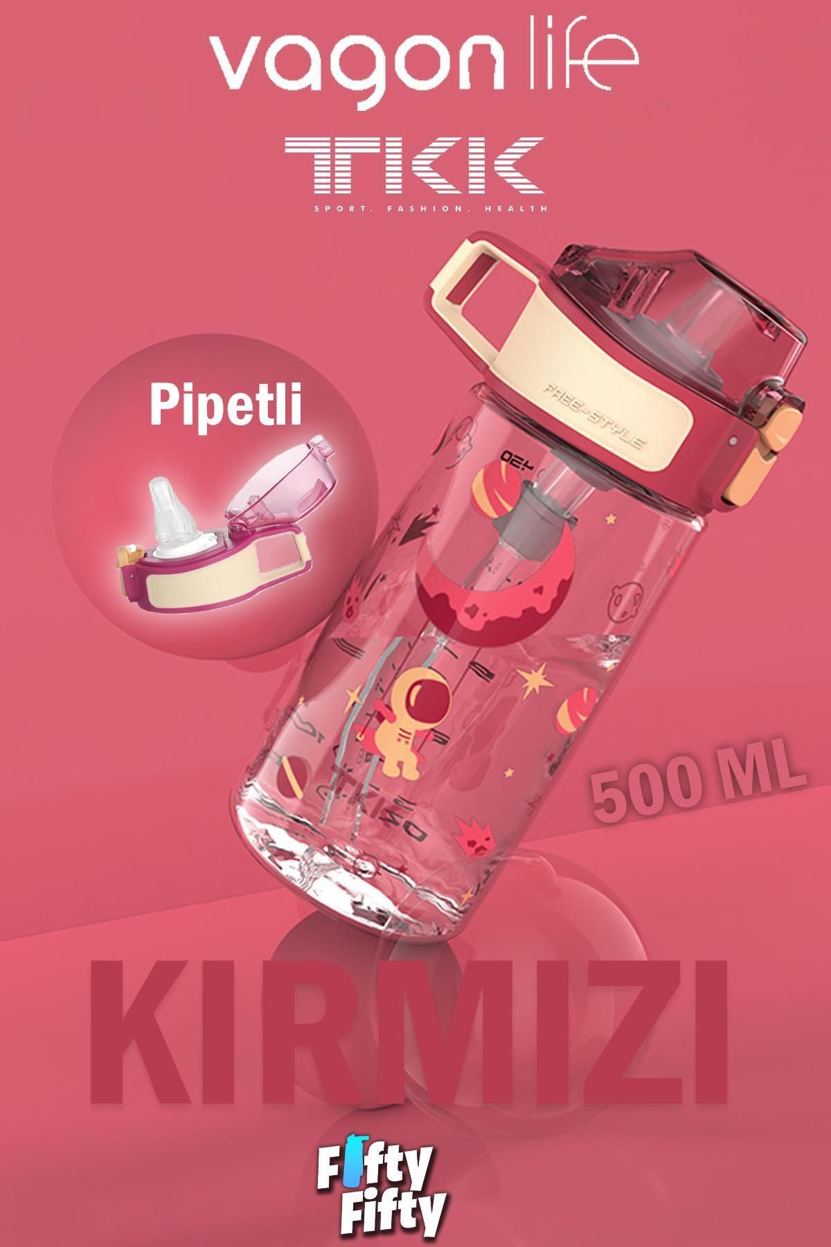 قمقمه کمپ قرمز TKK 500 میل الگوی ضخیم Pipetan BPA بدون آب تریتان چربی FFTKK3002 500ml Vagonlife