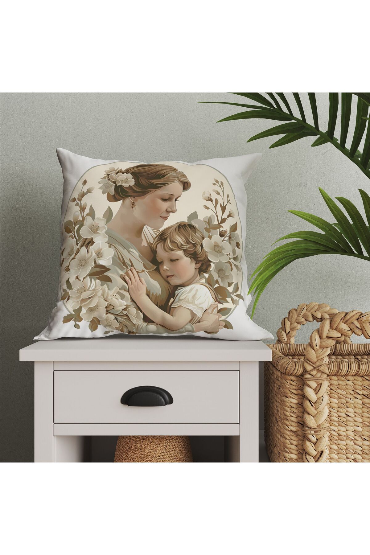 Tataroğlu Dijital Kumaş Cadou De Ziua Mamei Happy Mother's Day Husa De Perna Pentru Mama Si Fiu 45cm - 45 x 45