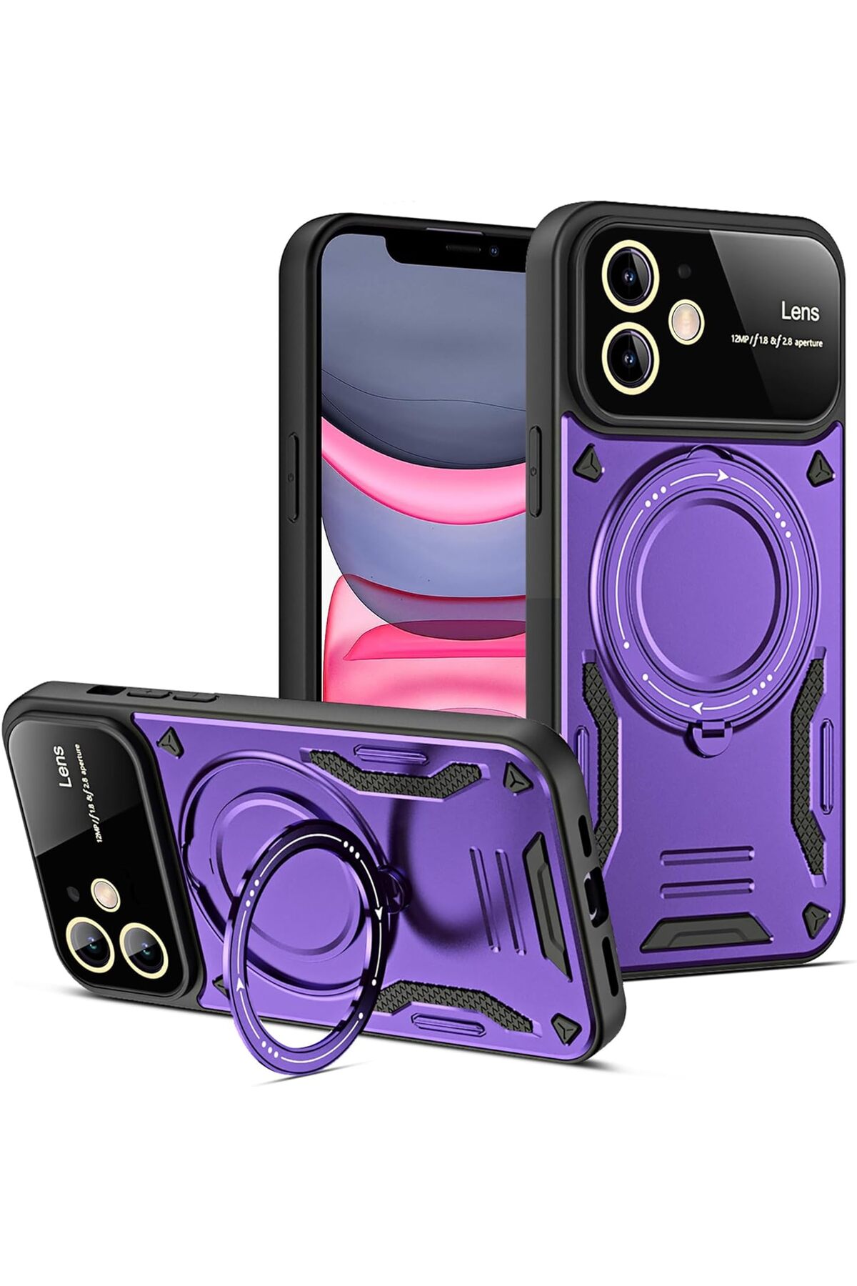 iPhone 11 Compatible Case Magsafe Stand Camera Lens Protected Shockproof Color Tank Cover