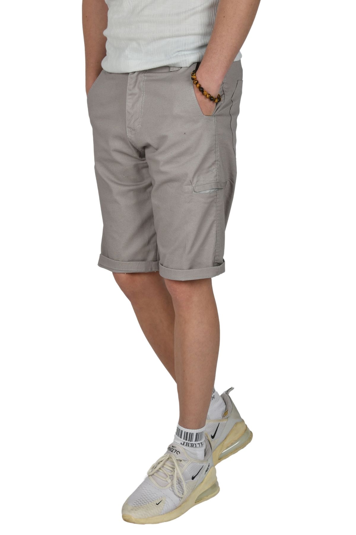 DeepSEA-Men's Stone New Season Zippered Slim Fit Cargo Shorts Capri2301613 2