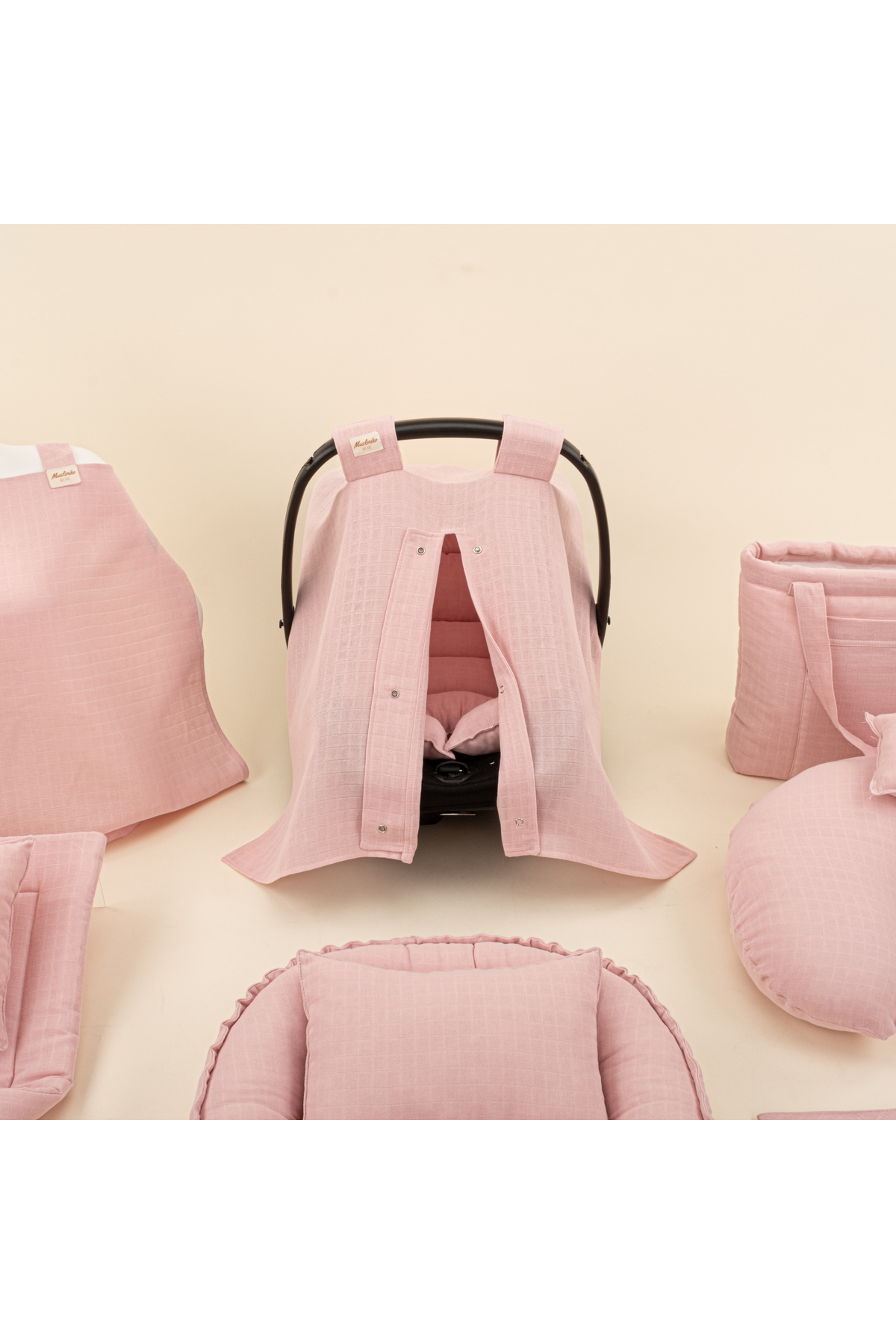 Yunikobaby Müslin 18 Parça  Puset Seti,Muslin Örtü,Emzirme Yastığı,Alt Açma Matı,Çanta,Önlük Set - Pudra Muslin fotoğrafı 4 (önizleme)