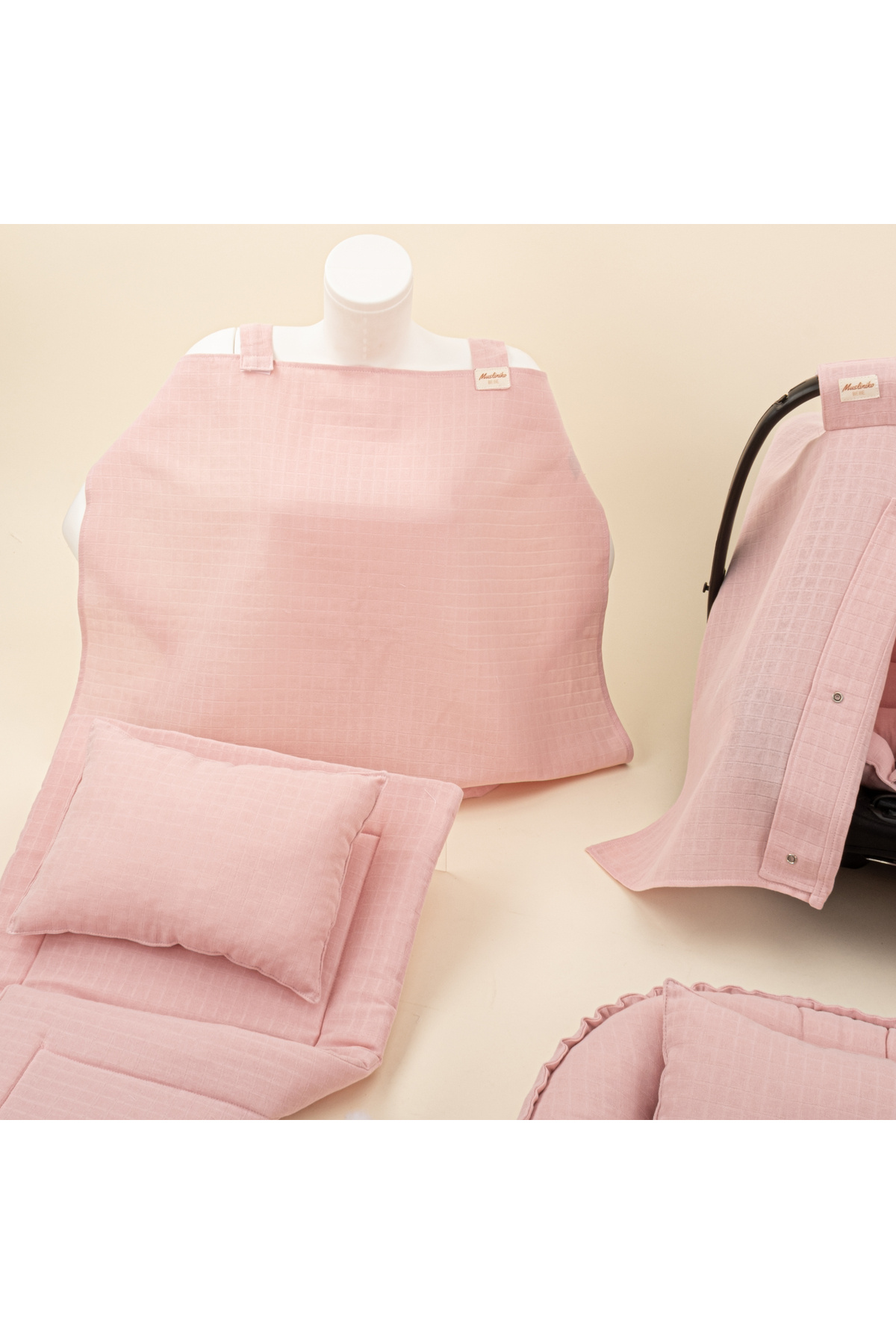 Yunikobaby Müslin 18 Parça  Puset Seti,Muslin Örtü,Emzirme Yastığı,Alt Açma Matı,Çanta,Önlük Set - Pudra Muslin fotoğrafı 3 (önizleme)