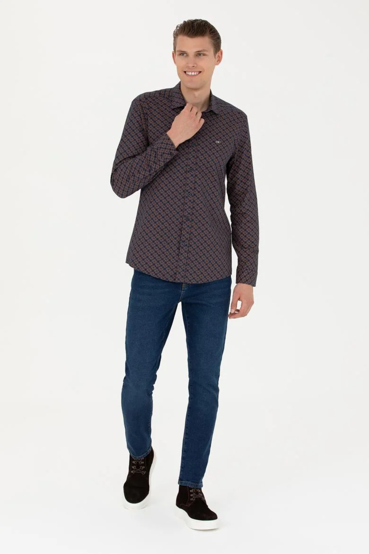 یو اس پولو شلوار جین آبی مردانه