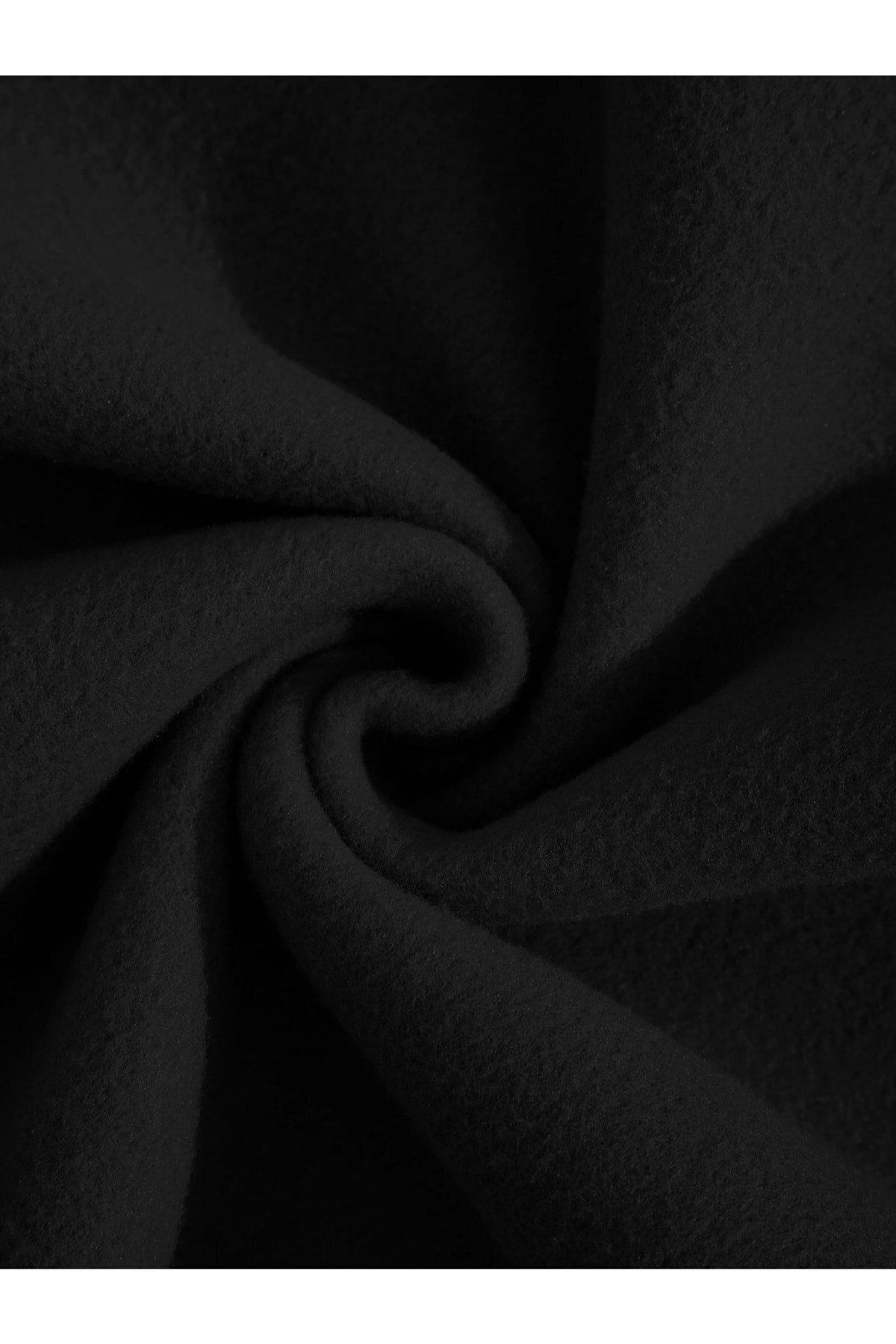Genel Markalar  Unisex Siyah Düz Renk Kapüşonlu Sweatshirt - Görsel 3