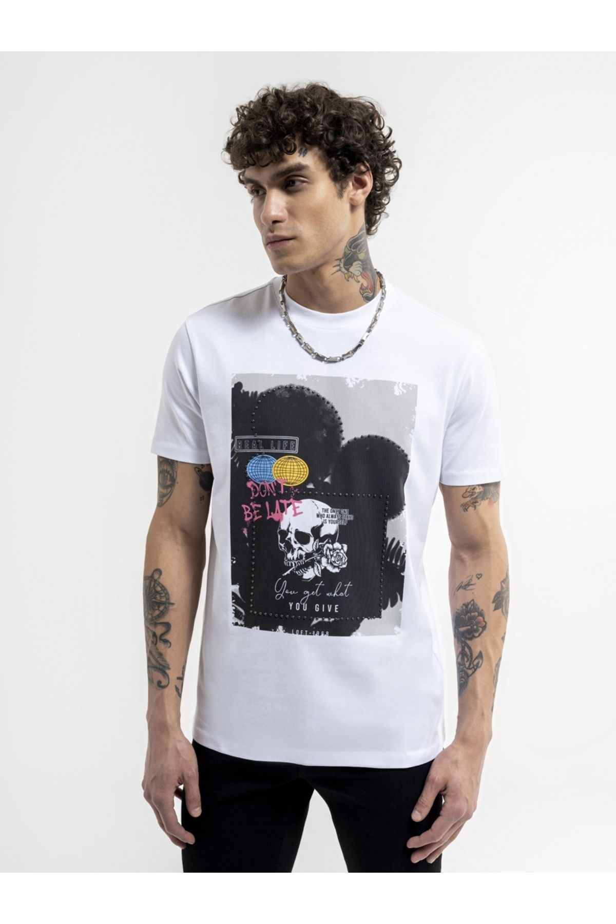 تی شرت سفید مردانه Tshirt Loose Fit K.Kol 5590 Loft