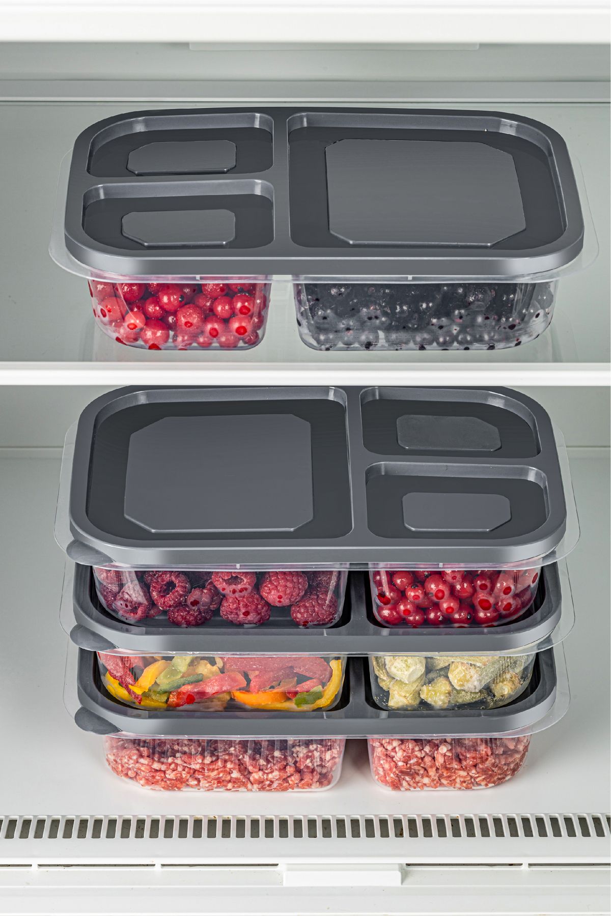 Vienev-1.15 Liter Anthracite 4-Piece Rectangular Storage Set - 3 Compartments 4