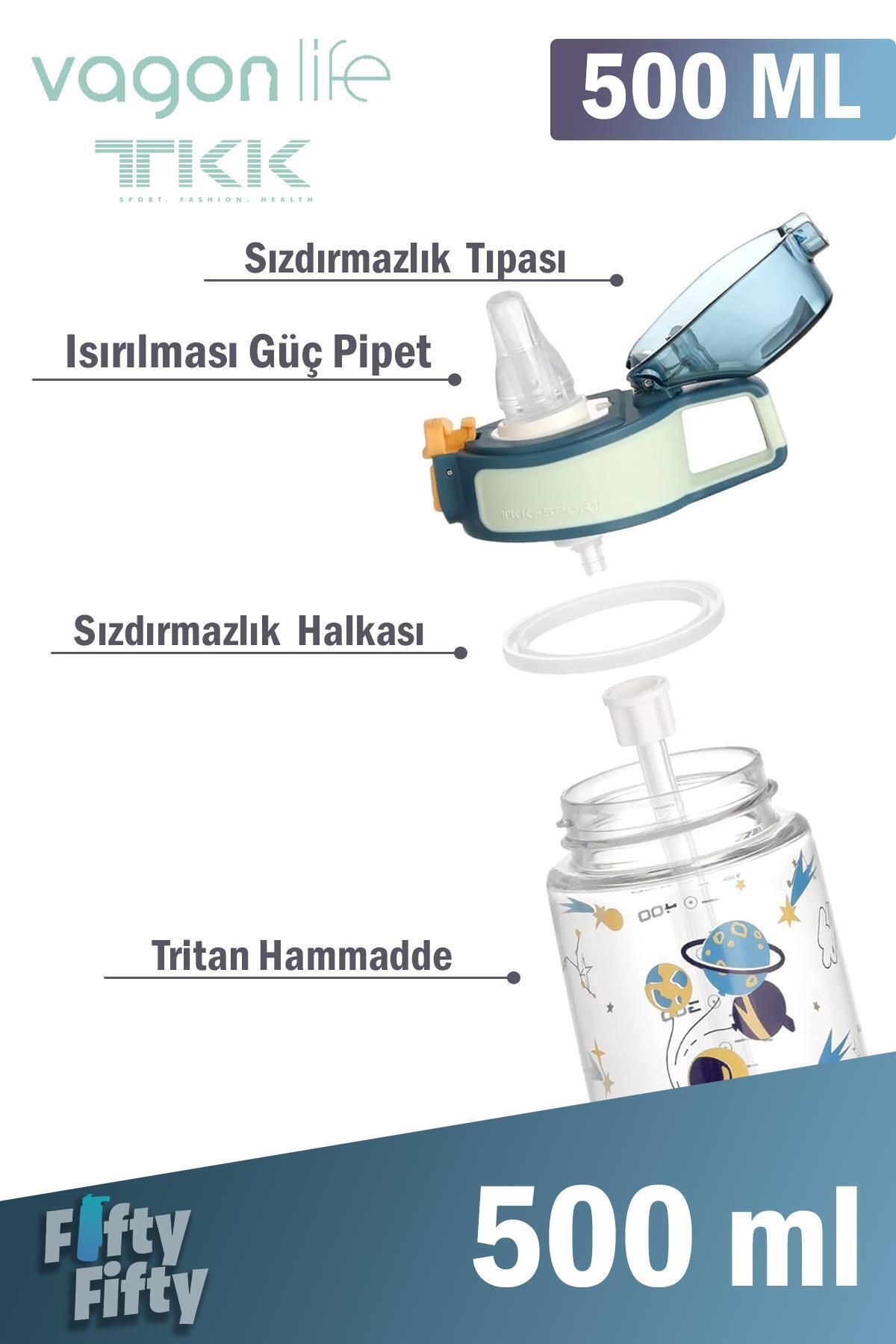 قمقمه کمپ آبی TKK 500 میل الگوی ضخیم Pipetan BPA بدون آب تریتان چربی FFTKK3002 500ml Vagonlife