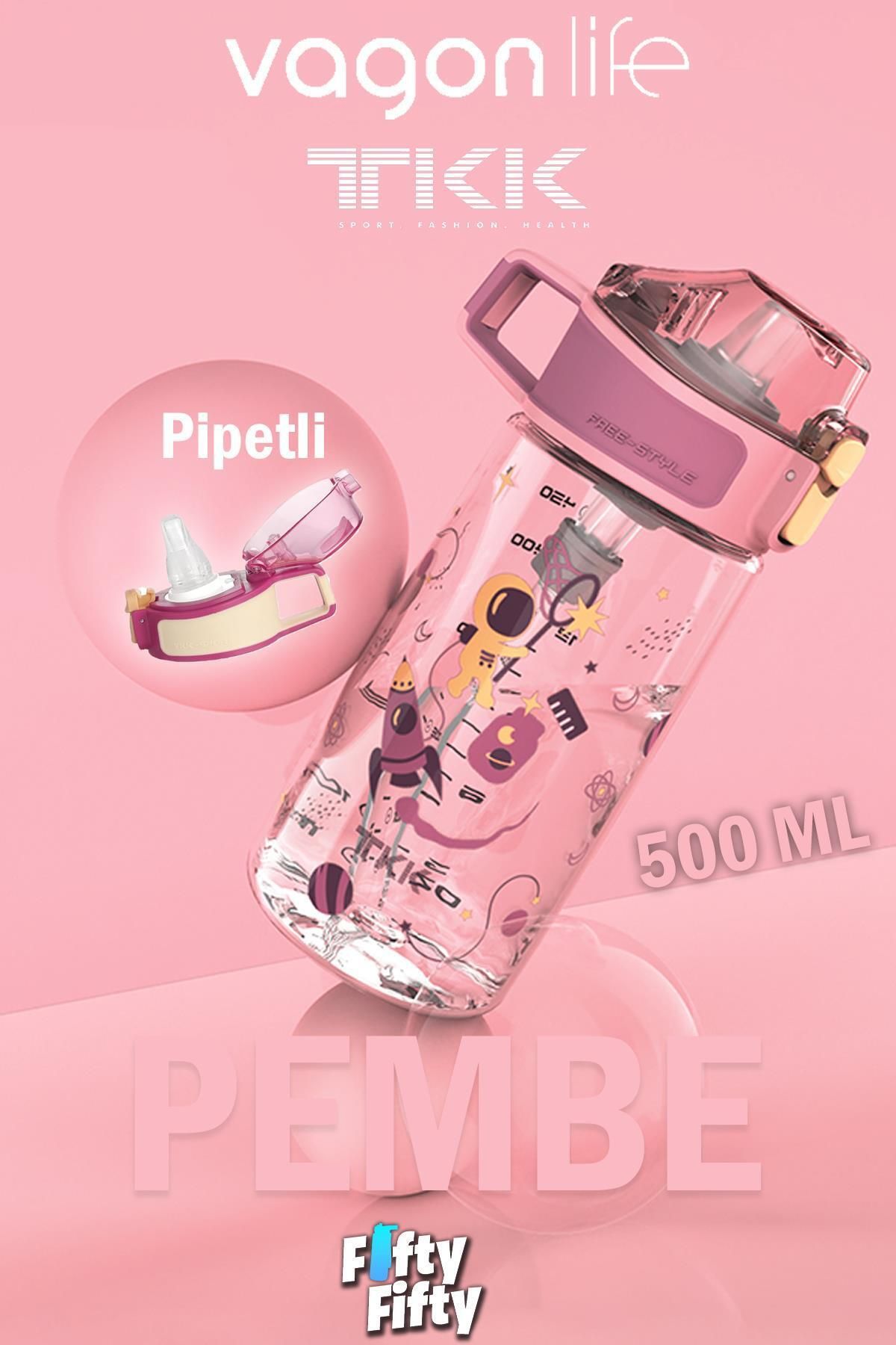 قمقمه کمپ صورتی TKK 500 میل الگوی ضخیم Pipetan BPA بدون آب تریتان چربی FFTKK3002 500ml Vagonlife